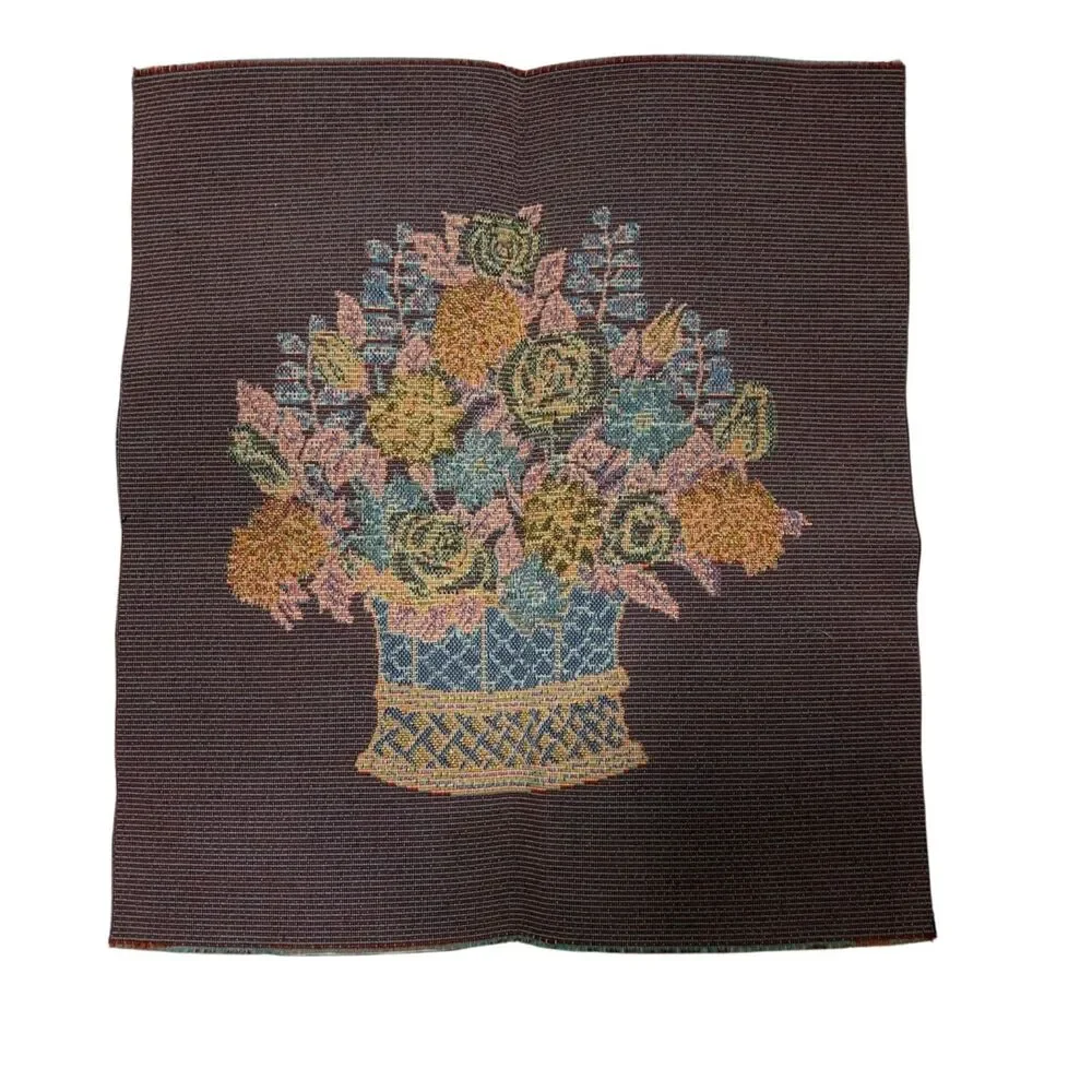 Vintage Floral Bouquet Tapestry Fabric Panel Craft Remnant 15x13.5